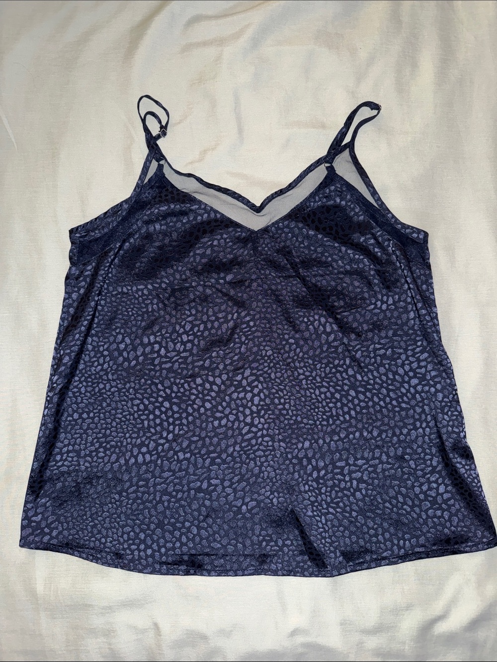 SHEIN Navy Blue Camisole Top subtle tonal leopard/animal print Small - Like New
